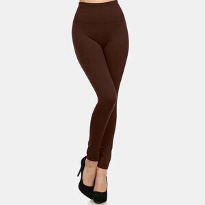 YELETE High Rise Ultra Soft fleece Lined Legging in Brown (One size) NWT!